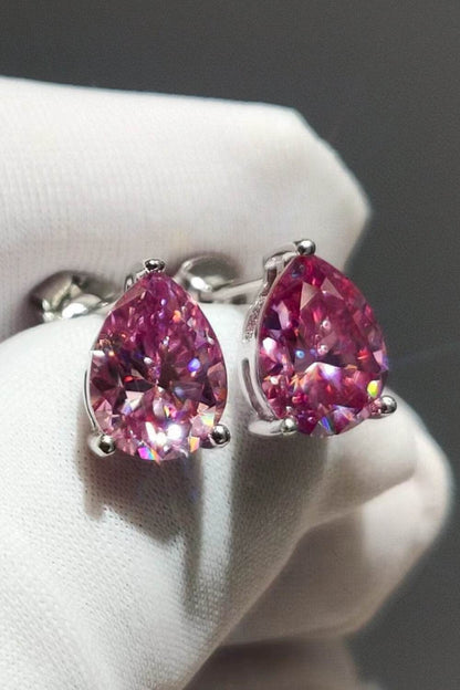 2 Carat Teardrop Moissanite Platinum-Plated Stud Earrings - luxurift