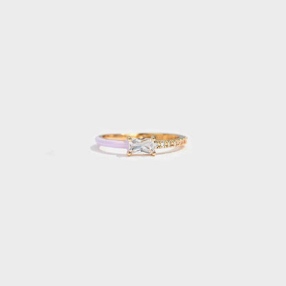 Heart Shape Inlaid Zircon Enamel Ring - luxurift