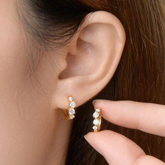 925 Sterling Silver Moissanite Huggie Earrings - luxurift