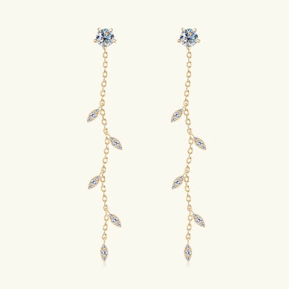 1.38 Carat Moissanite 925 Sterling Silver Leaf Earrings - luxurift