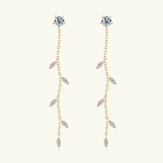 1.38 Carat Moissanite 925 Sterling Silver Leaf Earrings - luxurift