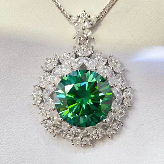 10 Carat Moissanite 925 Sterling Silver Pendant Necklace - luxurift