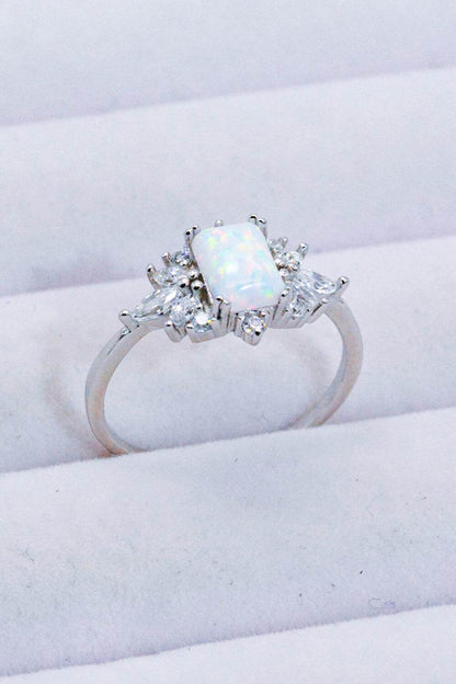 925 Sterling Silver Zircon and Opal Ring - luxurift