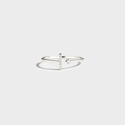 T Shape Inlaid Zircon 925 Sterling Silver Open Ring - luxurift