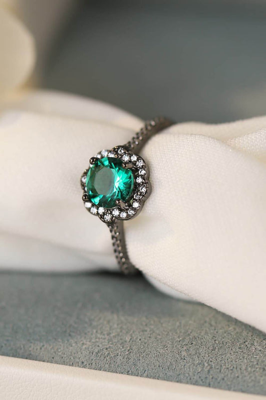 Paraiba Blue Zircon Flower Shape Ring - luxurift