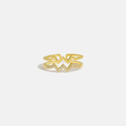 Wave Shape Inlaid Zircon Open Ring - luxurift