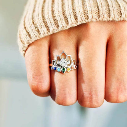 925 Sterling Silver Inlaid Zircon Lotus Shape Ring - luxurift