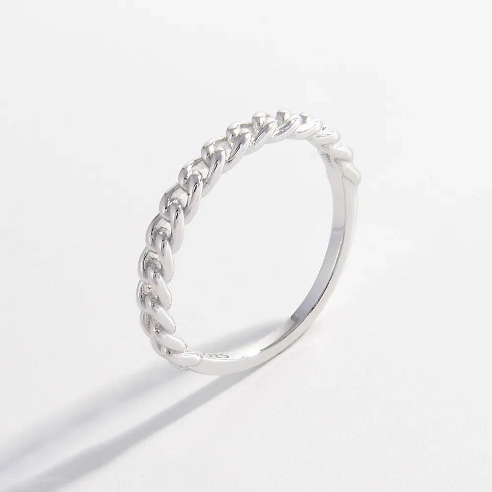 925 Sterling Silver Curb Chain Ring - luxurift
