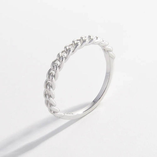 925 Sterling Silver Curb Chain Ring - luxurift