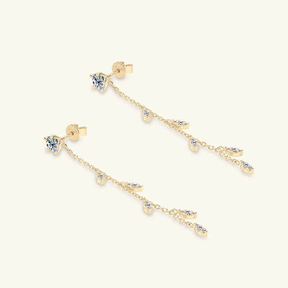 1.38 Carat Moissanite 925 Sterling Silver Leaf Earrings - luxurift