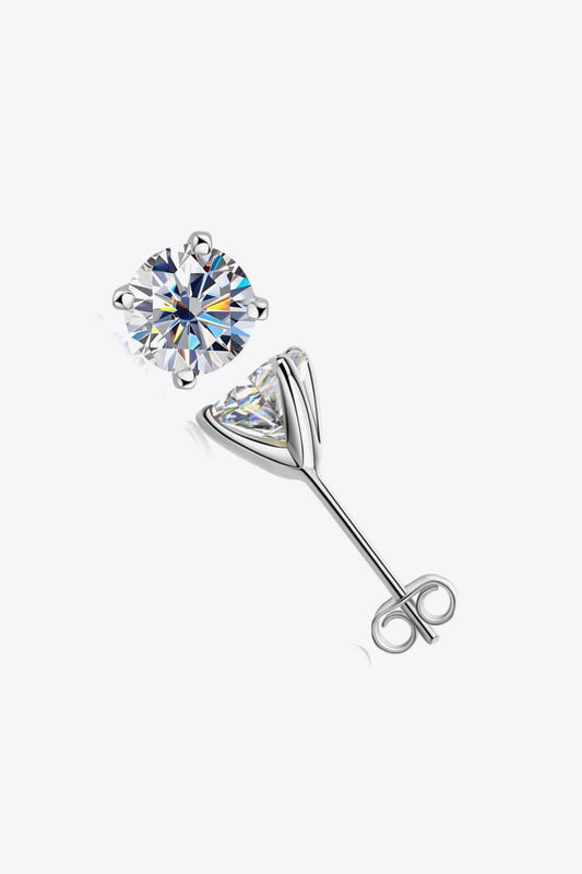 925 Sterling Silver 1 Carat Moissanite 4-Prong Stud Earrings - luxurift