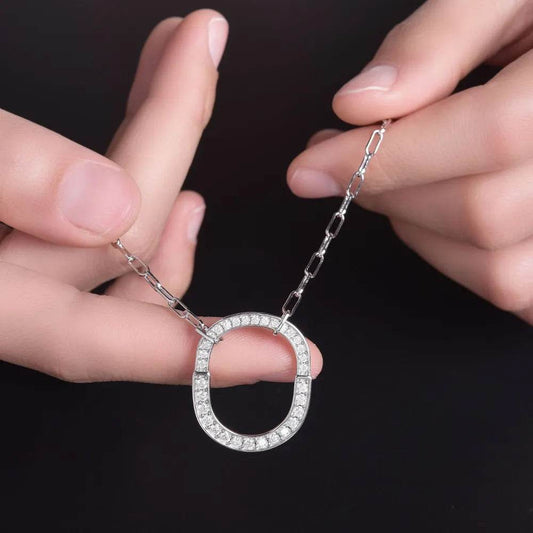 925 Sterling Silver Inlaid Moissanite Pendant Necklace - luxurift