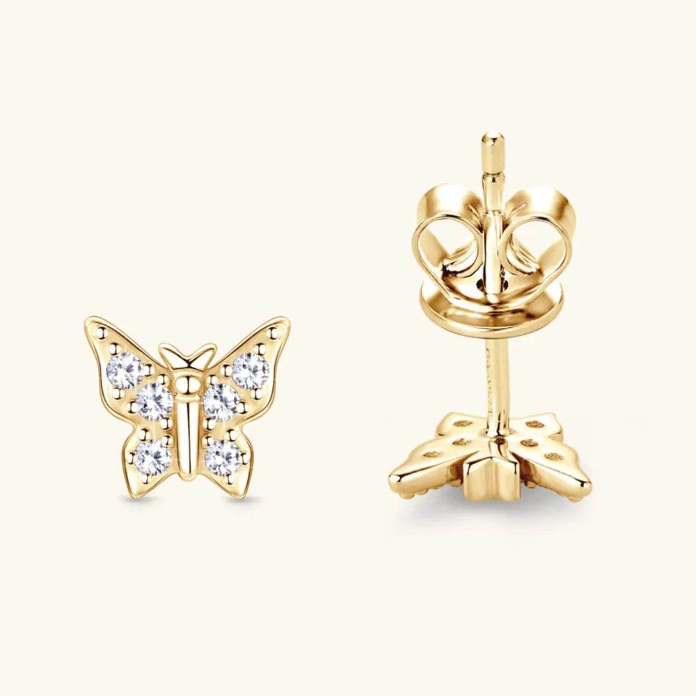 Moissanite 925 Sterling Silver Butterfly Stud Earrings - luxurift