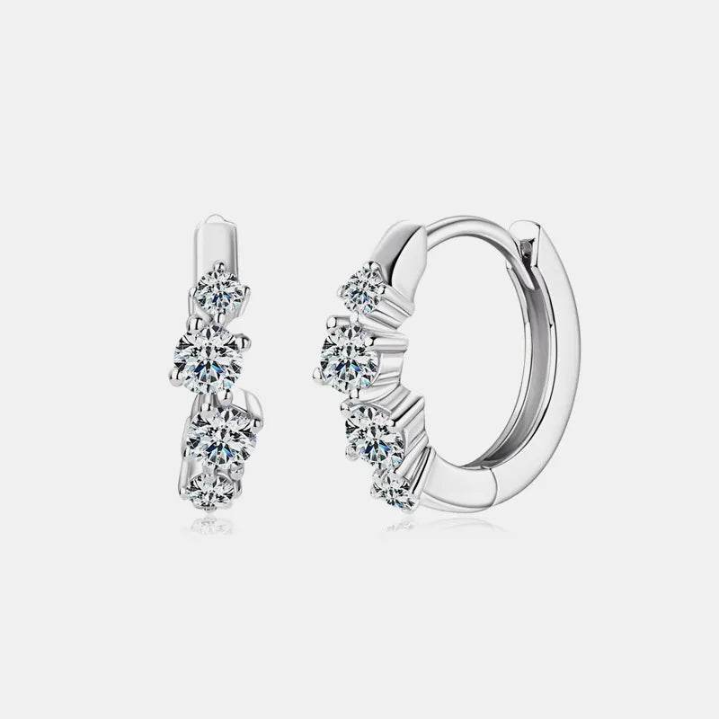 925 Sterling Silver Moissanite Huggie Earrings - luxurift