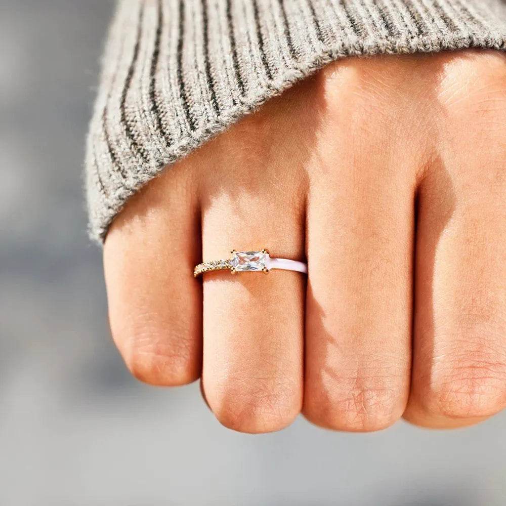 Heart Shape Inlaid Zircon Enamel Ring - luxurift