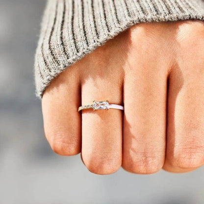 Heart Shape Inlaid Zircon Enamel Ring - luxurift