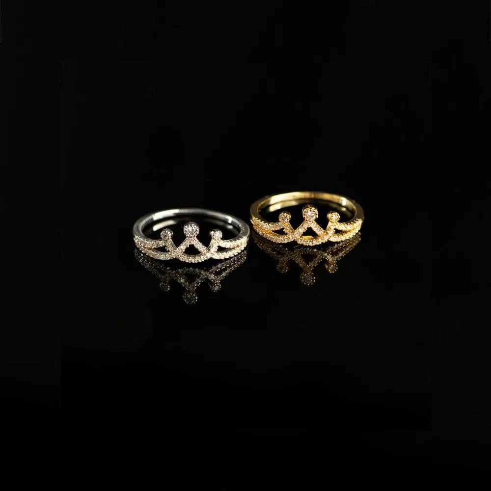 Crown Shape Inlaid Zircon 925 Sterling Silver Ring - luxurift