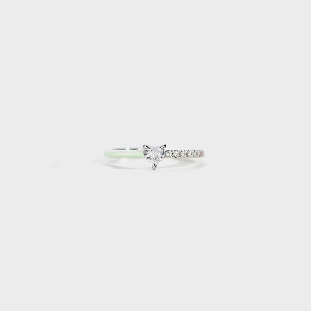 Heart Shape Inlaid Zircon Enamel Ring - luxurift