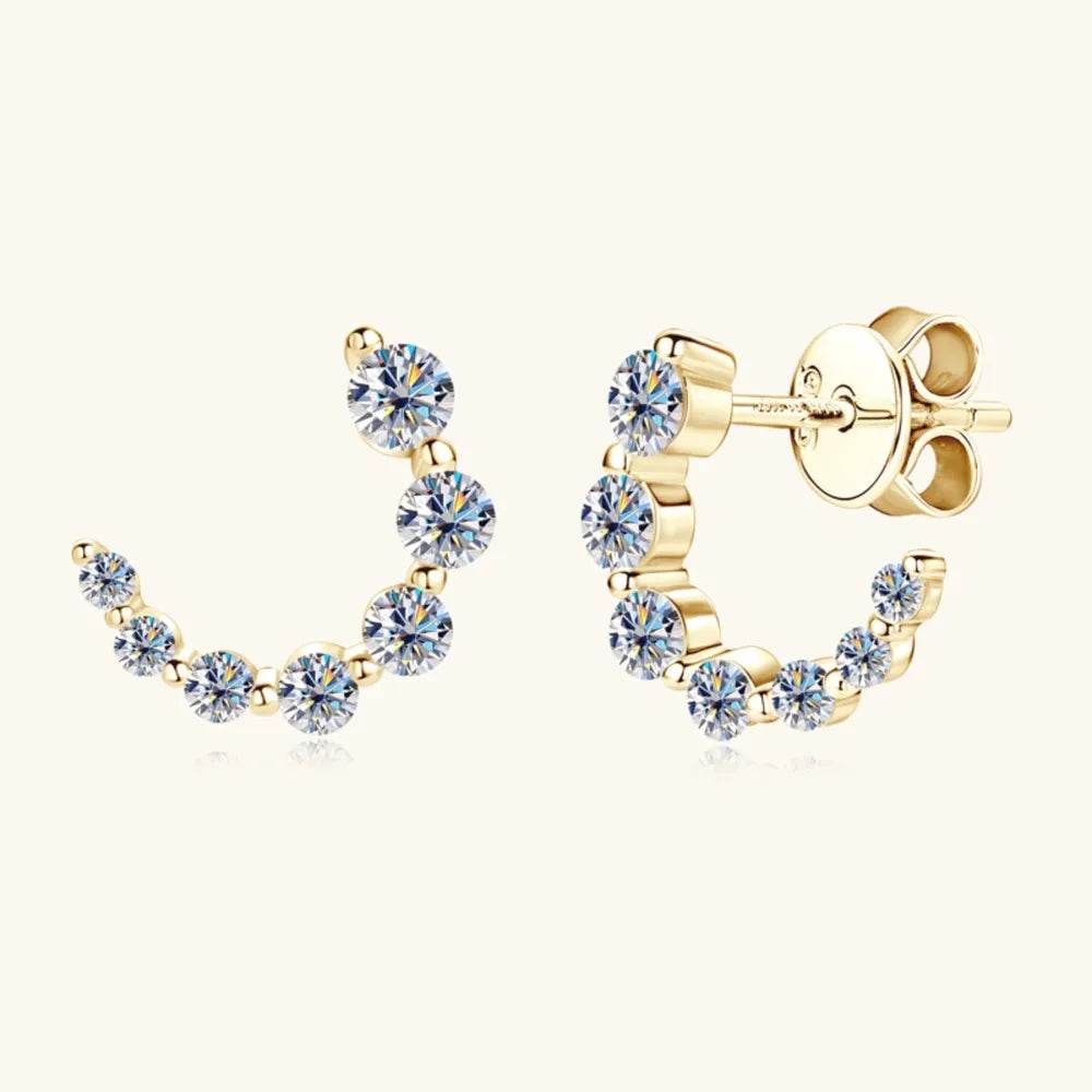 925 Sterling Silver Inlaid Moissanite Stud Earrings - luxurift