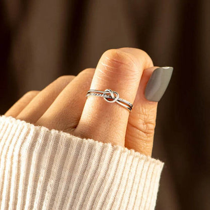 925 Sterling Silver Double-Layered Knot Ring - luxurift