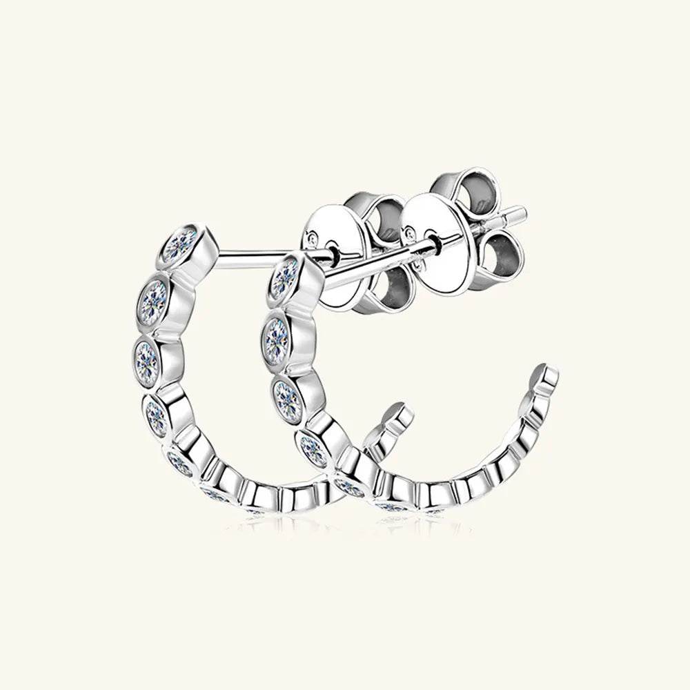 Inlaid Moissanite 925 Sterling Silver C-Hoop Earrings - luxurift