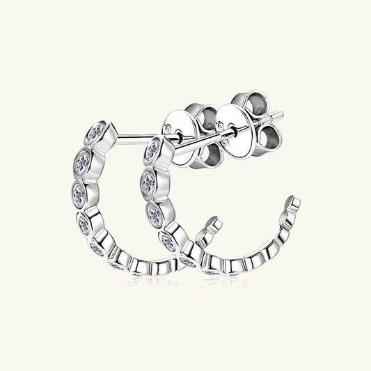 Inlaid Moissanite 925 Sterling Silver C-Hoop Earrings - luxurift