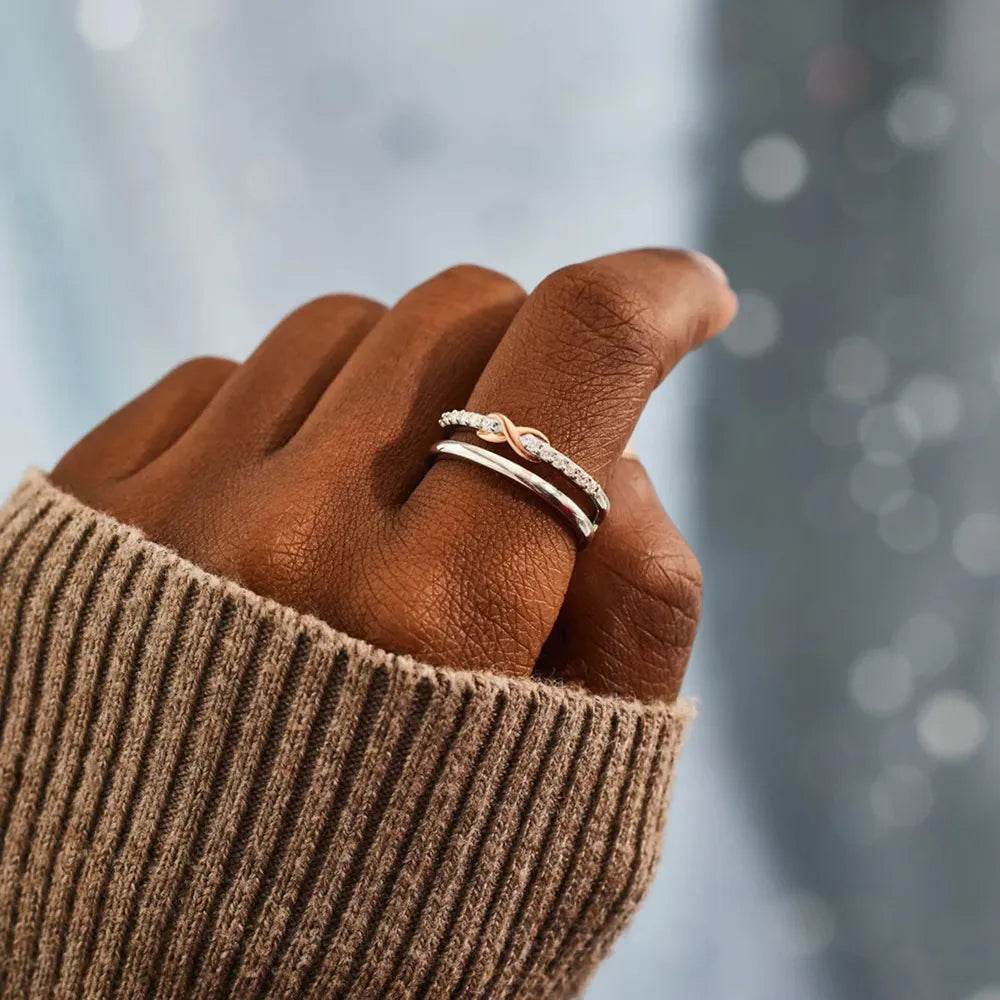 Double-Layered Zircon 925 Sterling Silver Ring - luxurift