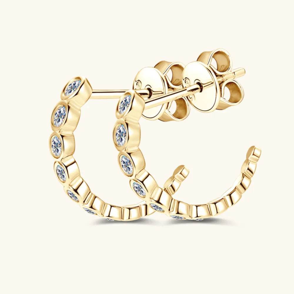 Inlaid Moissanite 925 Sterling Silver C-Hoop Earrings - luxurift