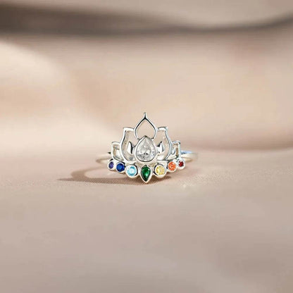 925 Sterling Silver Inlaid Zircon Lotus Shape Ring - luxurift