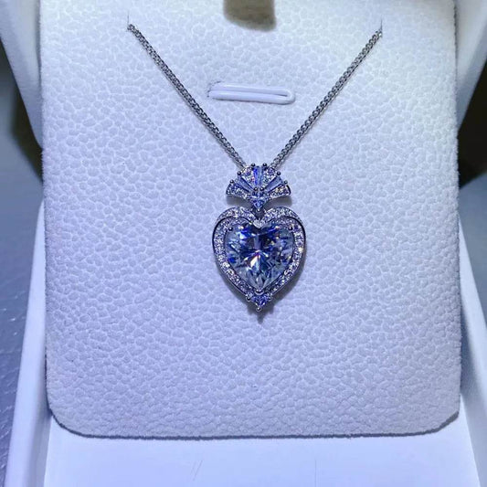 3 Carat Moissanite 925 Sterling Silver Heart Pendant Necklace - luxurift