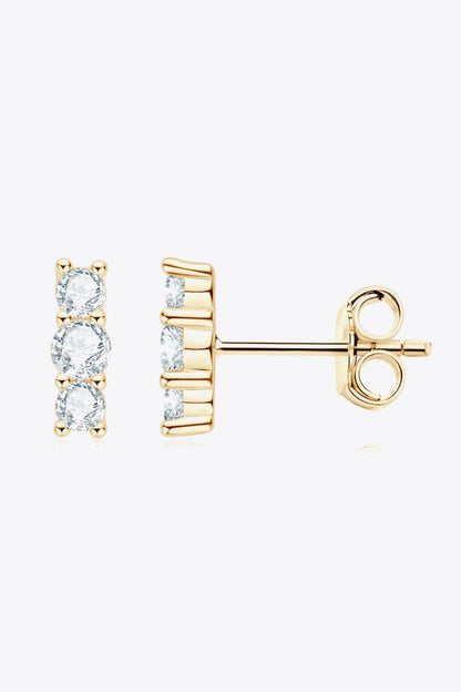 Heartbeat Rhythm 925 Sterling Silver Moissanite Stud Earrings - luxurift