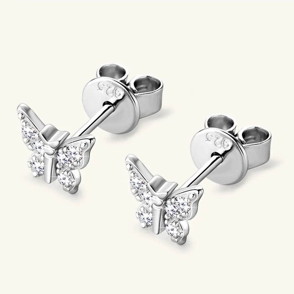 Moissanite 925 Sterling Silver Butterfly Stud Earrings - luxurift