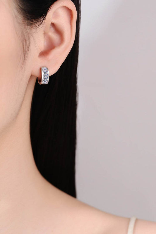 1.8 Carat Moissanite 925 Sterling Silver Huggie Earrings - luxurift