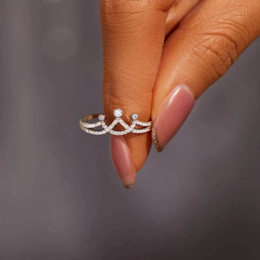 Crown Shape Inlaid Zircon 925 Sterling Silver Ring - luxurift