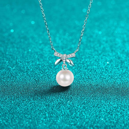 Pearl Pendant Moissanite 925 Sterling Silver Necklace - luxurift