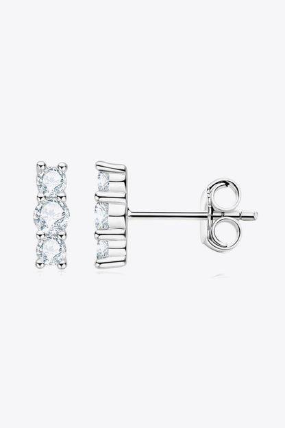 Heartbeat Rhythm 925 Sterling Silver Moissanite Stud Earrings - luxurift