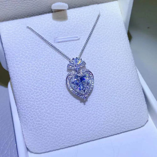 3 Carat Moissanite 925 Sterling Silver Heart Pendant Necklace - luxurift