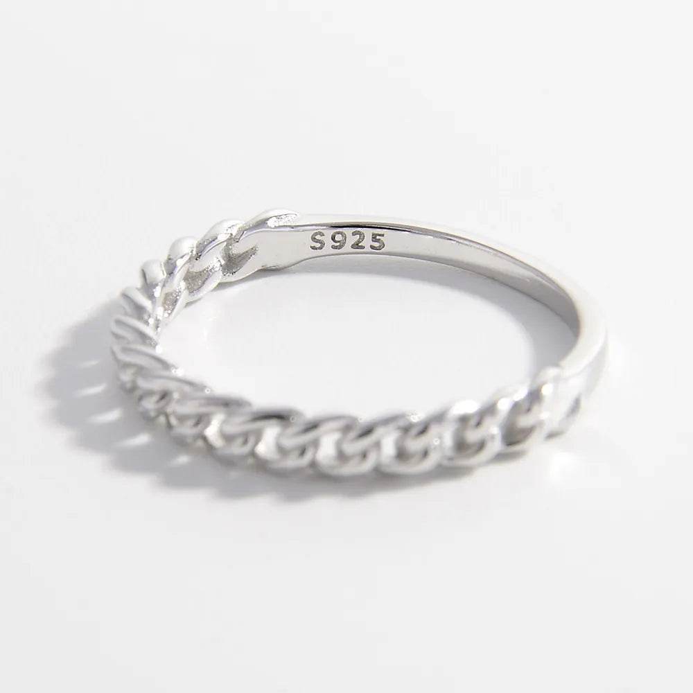 925 Sterling Silver Curb Chain Ring - luxurift