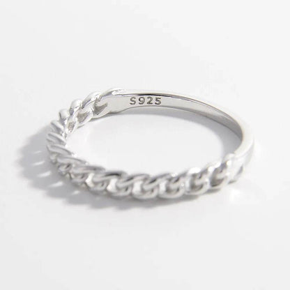 925 Sterling Silver Curb Chain Ring - luxurift