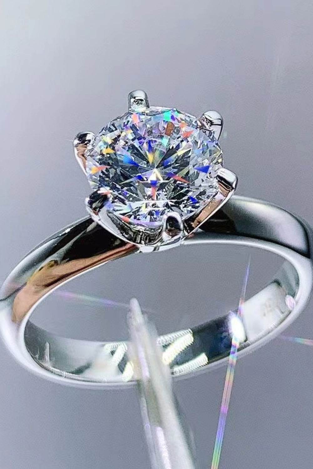 Adored 925 Sterling Silver 3 Carat Moissanite 6-Prong Ring - luxurift