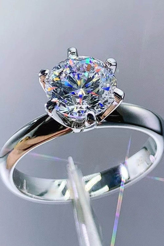 Adored 925 Sterling Silver 3 Carat Moissanite 6-Prong Ring - luxurift