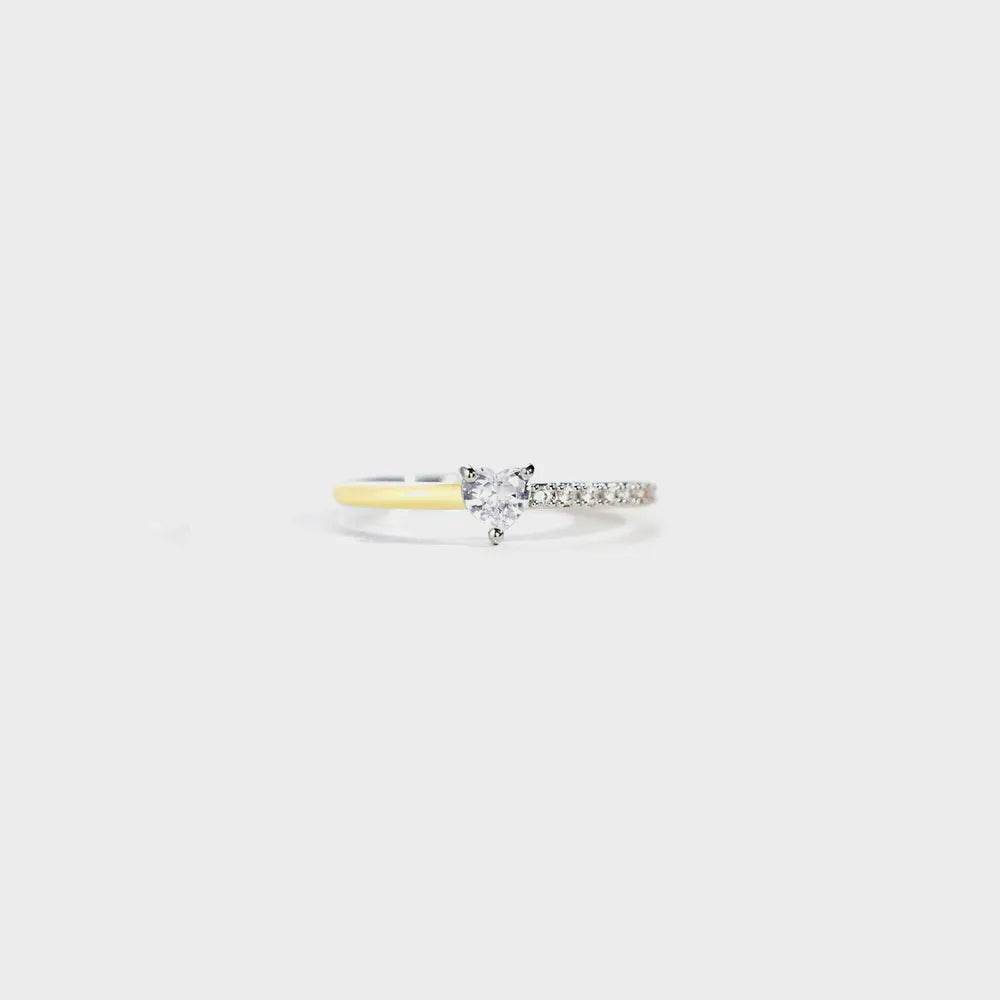 Heart Shape Inlaid Zircon Enamel Ring - luxurift