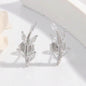 925 Sterling Silver Zircon Leaf Shape Earrings - luxurift