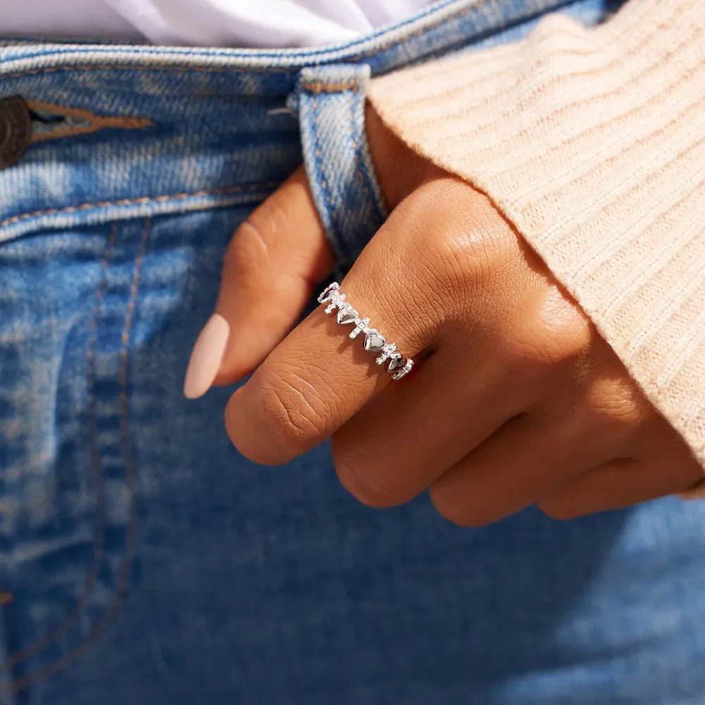 Heart Cross 925 Sterling Silver Ring - luxurift