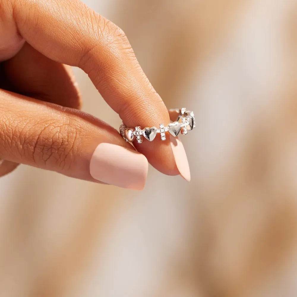 Heart Cross 925 Sterling Silver Ring - luxurift