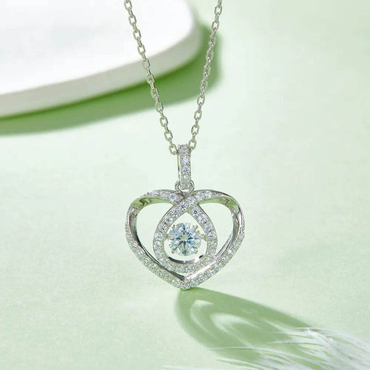 Moissanite 925 Sterling Silver Heart Shape Necklace - luxurift