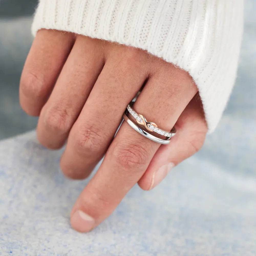 Double-Layered Zircon 925 Sterling Silver Ring - luxurift