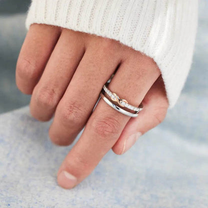 Double-Layered Zircon 925 Sterling Silver Ring - luxurift