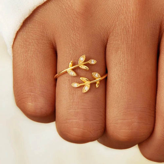 925 Sterling Silver Zircon Leaf Shape Ring - luxurift