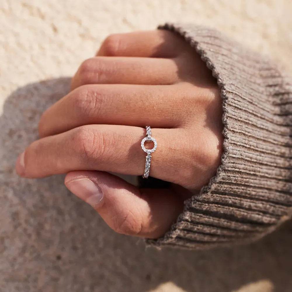 Inlaid Zircon 925 Sterling Silver Ring - luxurift